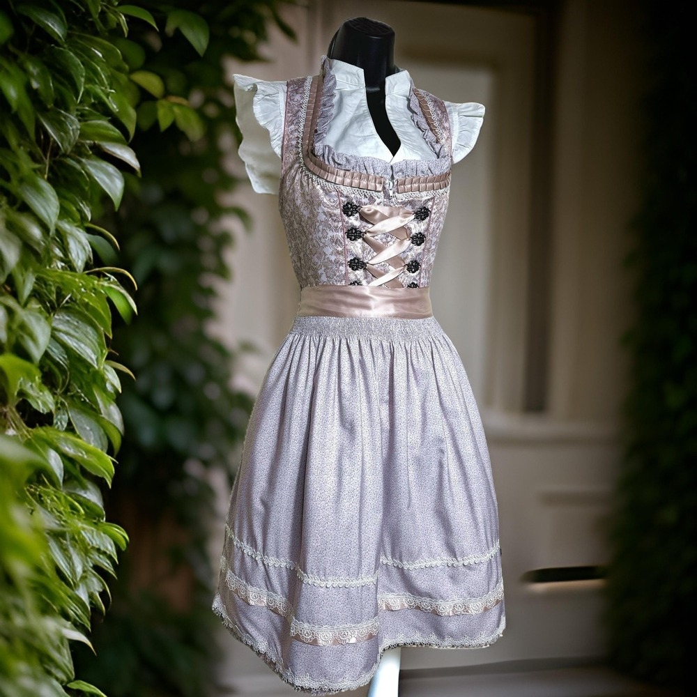 New XL Oktoberfest‎ Lavender Purple Jacquard Dirndl Dress Bavarian German